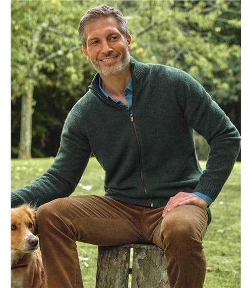 Mens Lambswool Lincoln Zipper Cardigan