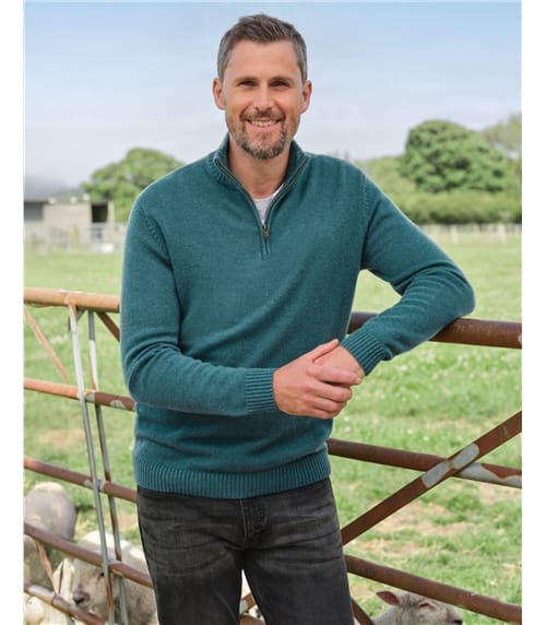 Pull à encolure zippée - Homme -Laine d’agneau certifiée 100% RWS