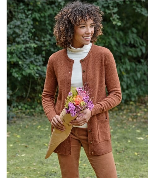 Lambswool Ladies Crew Neck Cardigan