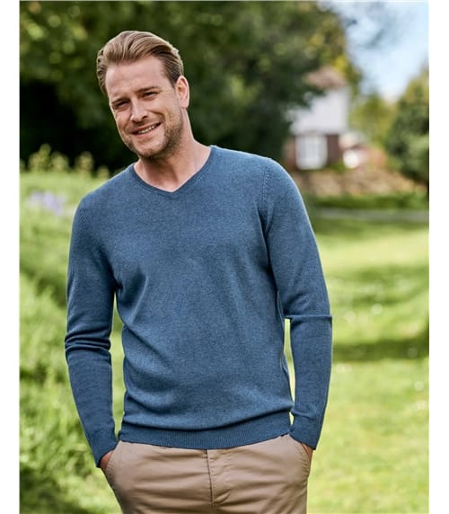 Cashmere and Merino Classic V Neck Knitted Sweater
