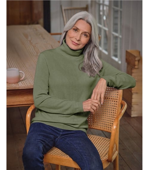 Cashmere and Merino Fitted Polo Neck Knitted Jumper