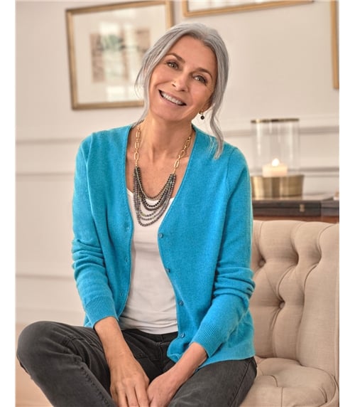 Cashmere Merino Classic V Neck Cardigan