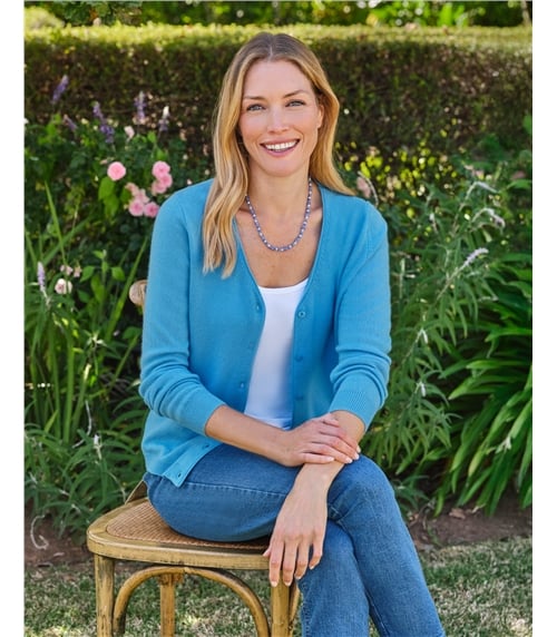 Cardigan classique à col V- Femme - Cachemire & Mérinos