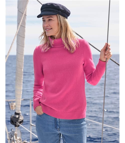 Rollkragenpullover aus Lammwolle für Damen