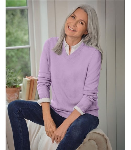 Womens Lambswool V Neck Jumper