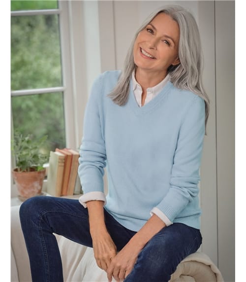 Womens Lambswool V Neck Jumper