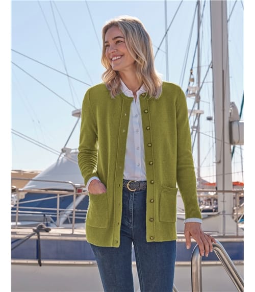 Cardigan à col rond - Femme - Laine d'agneau
