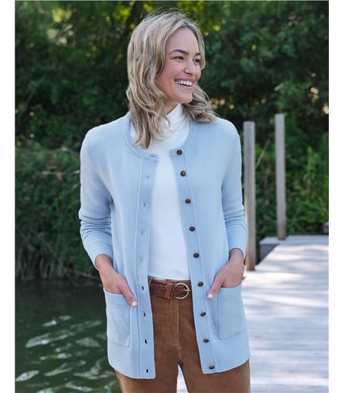 Lambswool Ladies Crew Neck Cardigan