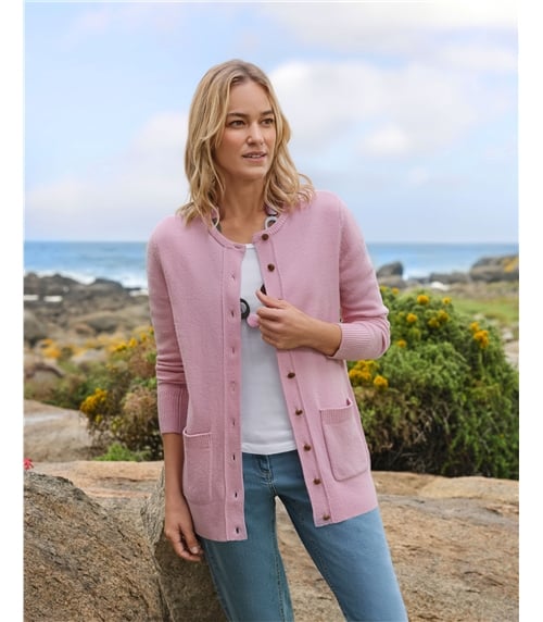 Lambswool Ladies Crew Neck Cardigan