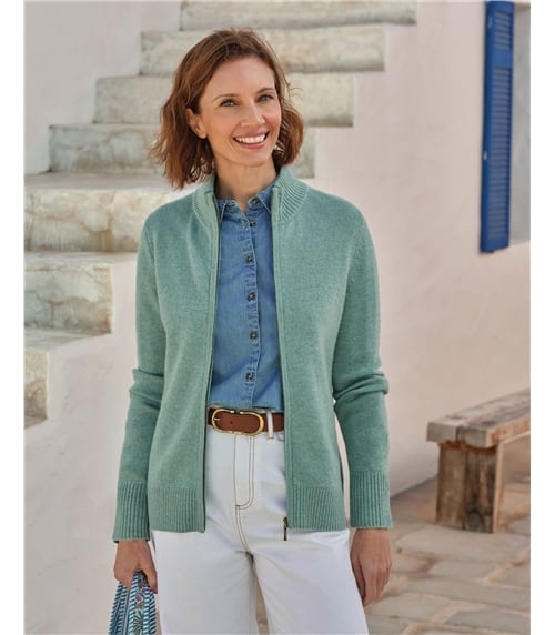 Cardigan ajusté à fermeture éclair - Femme - Laine d’agneau certifiée 100% RWS