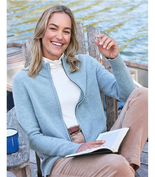 Lambswool Zip Thru Cardigan