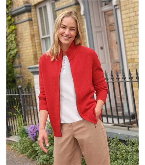 Cardigan ajusté à fermeture éclair - Femme - Laine d’agneau certifiée 100% RWS