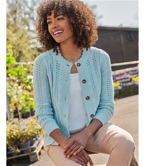 Cotton Crew Neck Cardigan