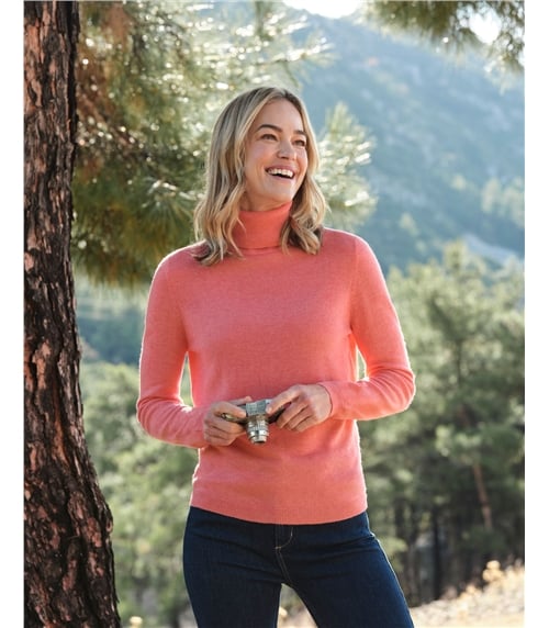 Pull à col roulé ajusté - Femme - Cachemire & mérinos