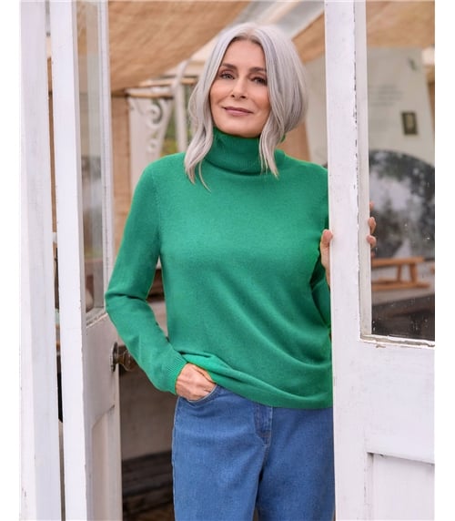 Cashmere and Merino Fitted Polo Neck Knitted Jumper