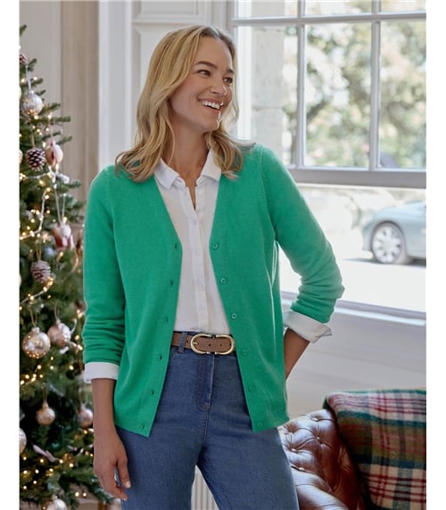 Cashmere Merino Classic V Neck Cardigan