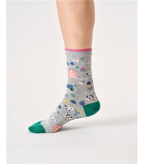 Womens Farmyard Organic Cotton Crew Socks