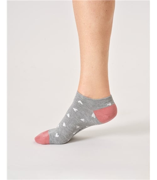 Womens Ditsy Heart Bamboo Trainer Socks
