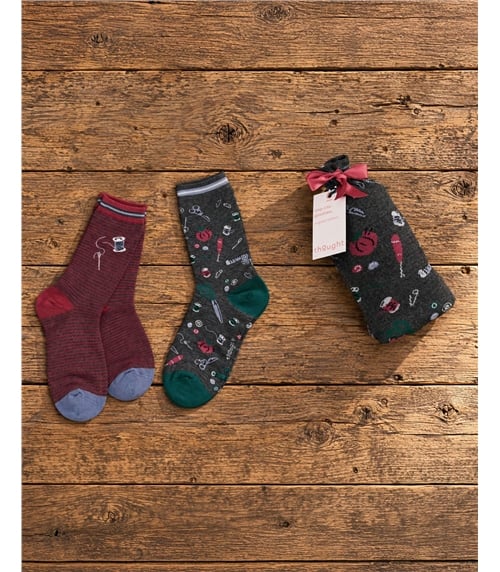 Womens Sewing Organic Cotton Gift Bag Of 2 Socks