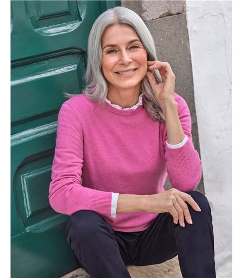 Pull à col rond - Femme - Cachemire & Mérinos