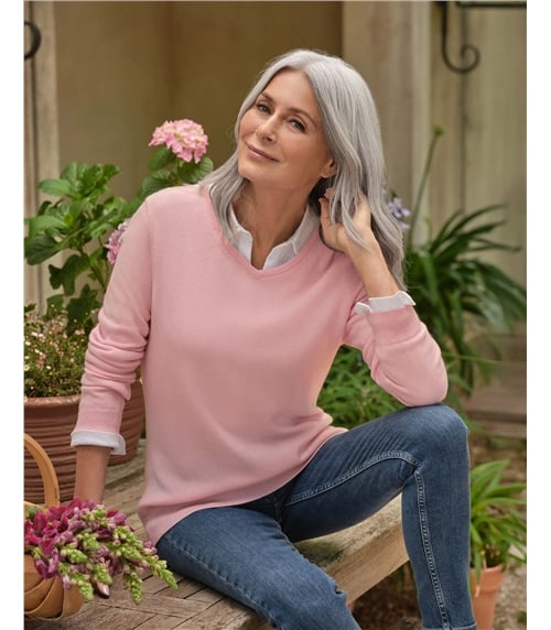 Pullover mit V-Ausschnitt aus Merinowolle und Kaschmir für Damen