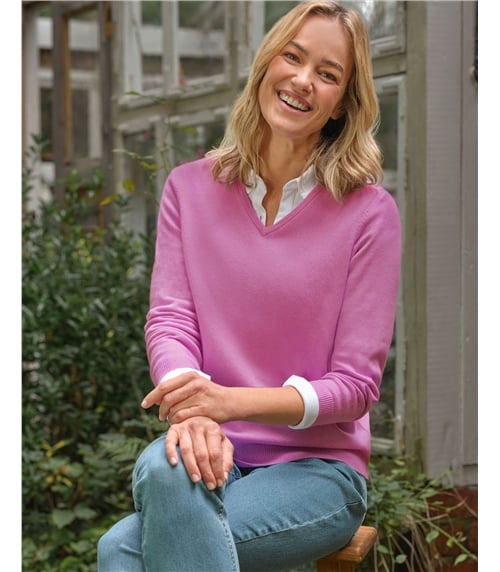 Cashmere & Merino V Neck Knitted Jumper