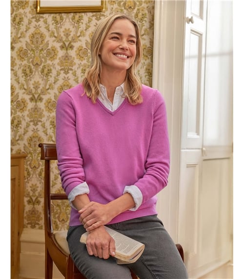 Cashmere & Merino V Neck Knitted Jumper