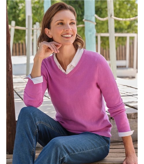 Cashmere & Merino V Neck Knitted Jumper