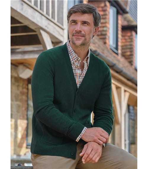 Strickjacke mit V-Ausschnitt aus Merinowolle und Kaschmir für Herren