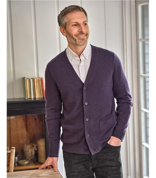 Strickjacke mit V-Ausschnitt aus Merinowolle und Kaschmir für Herren