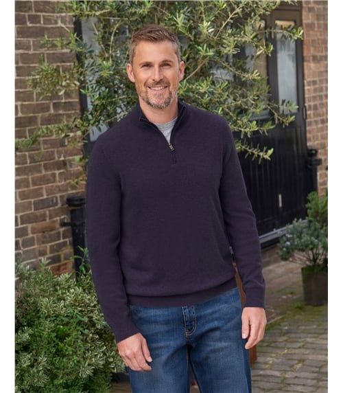 Cashmere and Merino Zip Neck Jumper