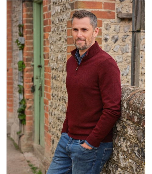 Cashmere and Merino Zip Neck Jumper