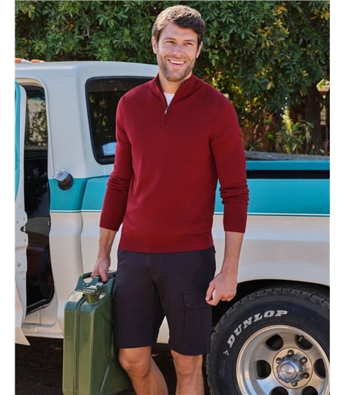 Cashmere and Merino Zip Neck Jumper