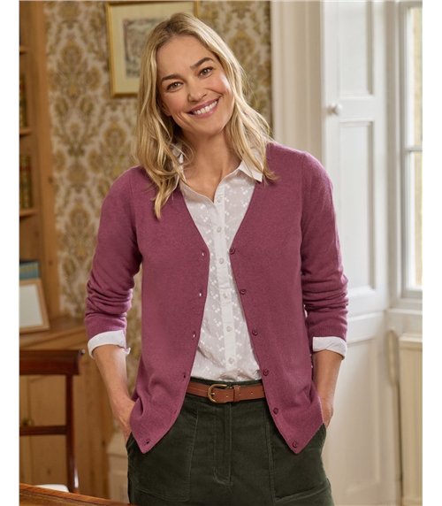 Cashmere Merino Classic V Neck Cardigan