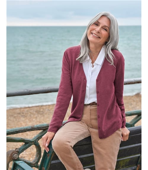 Cashmere Merino Classic V Neck Cardigan