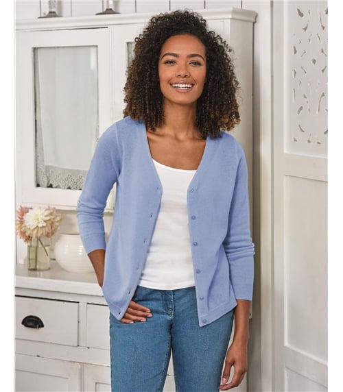 Strickjacke mit V-Ausschnitt aus Merino- und Kaschmirwolle für Damen