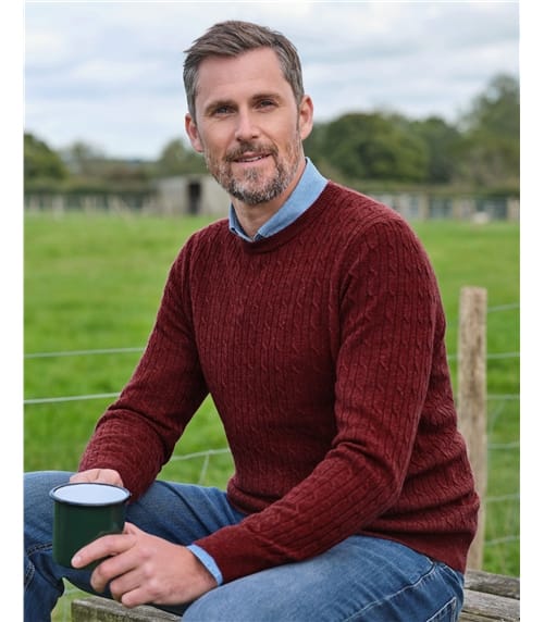 Pull torsadé à col rond - Homme - Cachemire & Mérinos