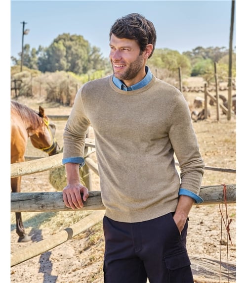 Pull à col rond - Homme - Cachemire & Mérinos