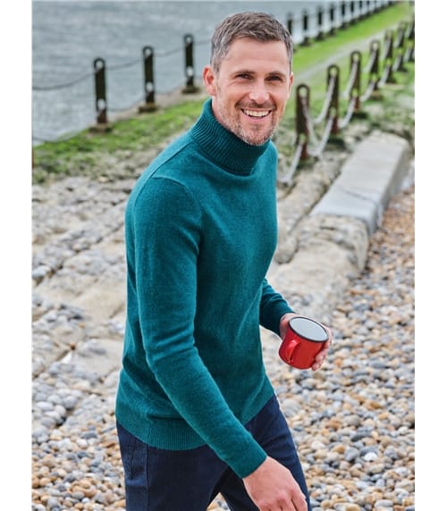 Cashmere and Merino Polo Neck Jumper
