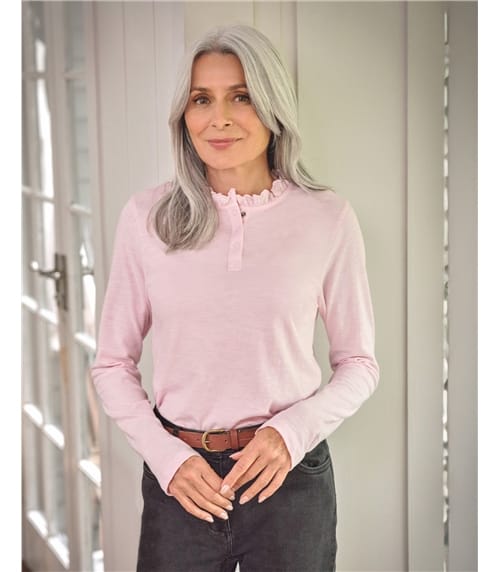 Frill Collar Popper Detail Top