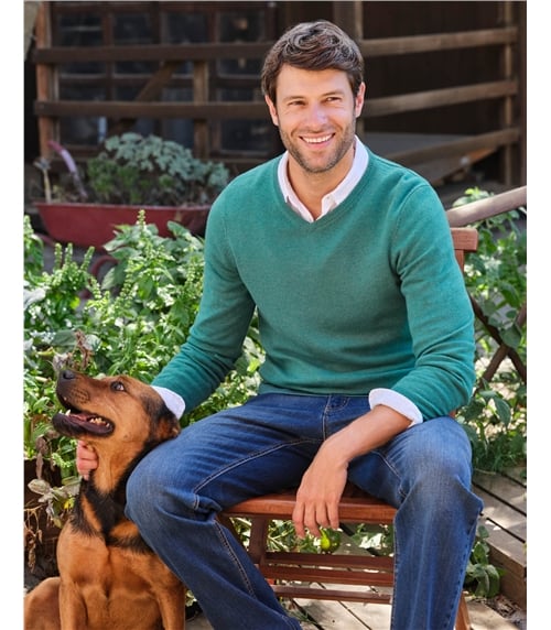 Pull à col V - Homme - Cachemire & Mérinos