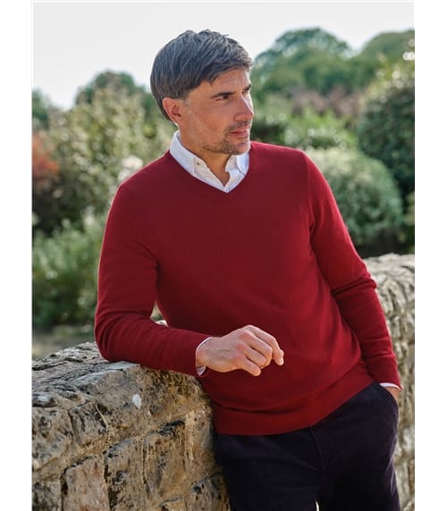Cashmere & Merino Classic V Neck Knitted Jumper
