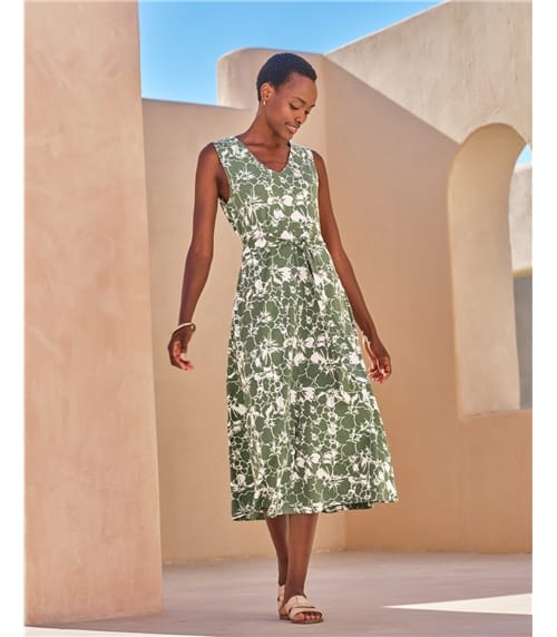 Jersey V Neck Fit And Flare Dress
