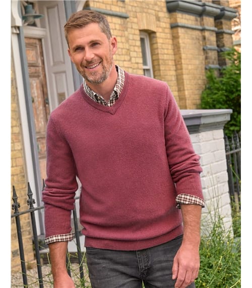 Mens Lambswool V Neck Jumper