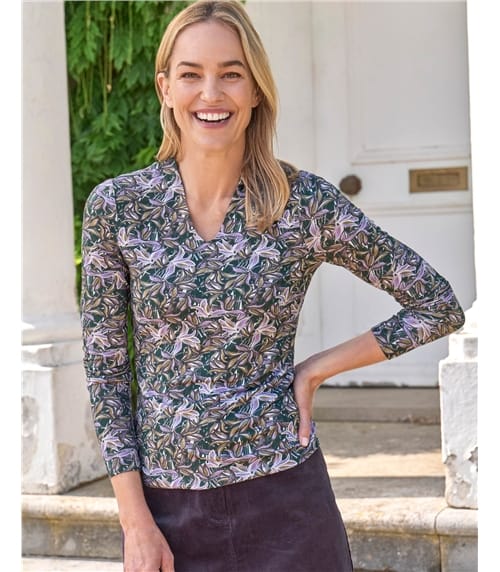 Jersey High V Neck Top