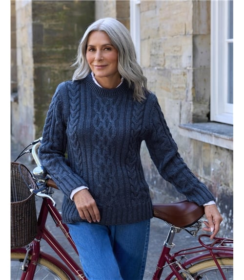 100% Pure Wool Aran Crew Neck Jumper