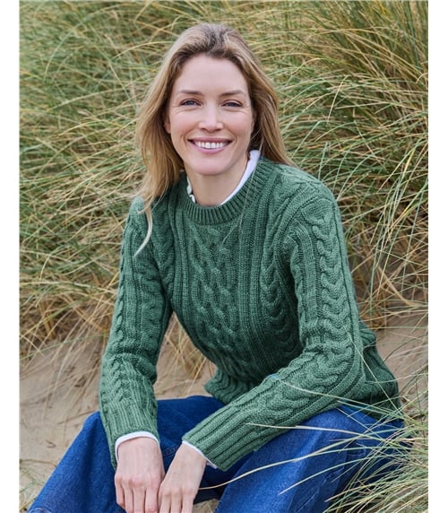Pull irlandais à col rond - Femme - Pure Laine