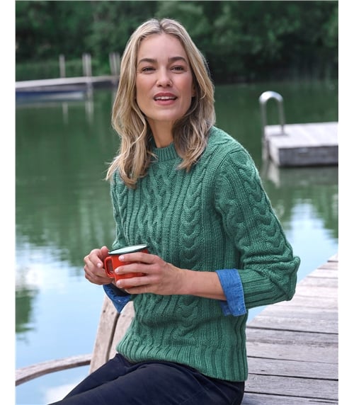 100% Pure Wool Aran Crew Neck Jumper