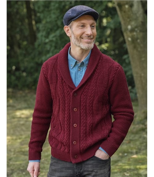 Cardigan à col châle en maille torsadée - Homme - Pure Laine d'agneau 