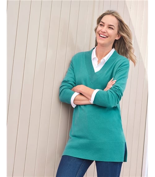 Cashmere Merino Deep V Neck Tunic